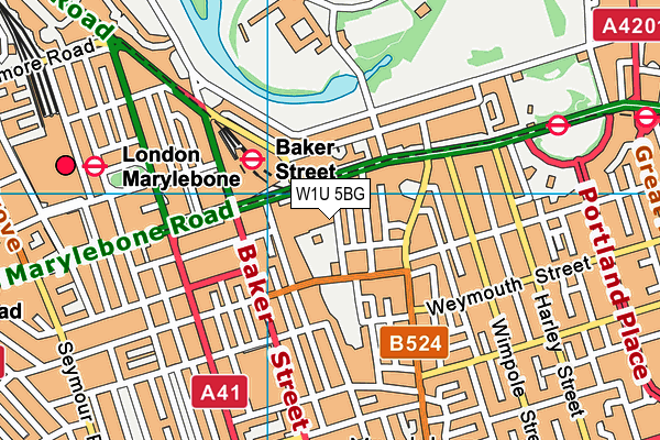 W1U 5BG map - OS VectorMap District (Ordnance Survey)