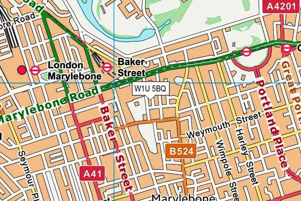 W1U 5BQ map - OS VectorMap District (Ordnance Survey)