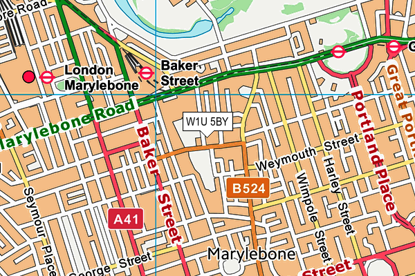 W1U 5BY map - OS VectorMap District (Ordnance Survey)