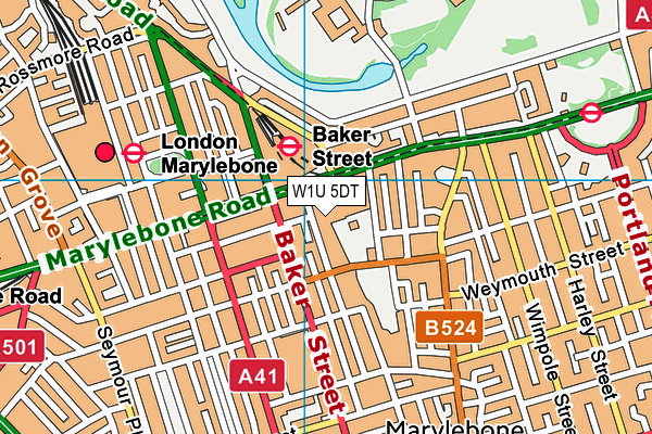 W1U 5DT map - OS VectorMap District (Ordnance Survey)