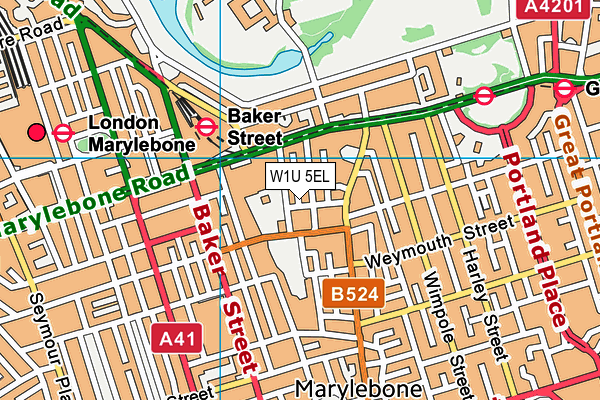 W1U 5EL map - OS VectorMap District (Ordnance Survey)