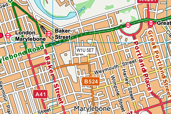 W1U 5ET map - OS VectorMap District (Ordnance Survey)