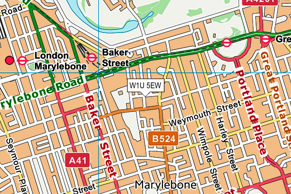 W1U 5EW map - OS VectorMap District (Ordnance Survey)