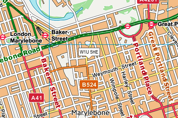 W1U 5HE map - OS VectorMap District (Ordnance Survey)