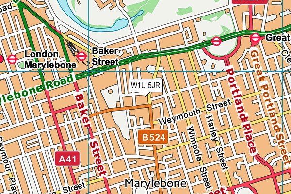 W1U 5JR map - OS VectorMap District (Ordnance Survey)