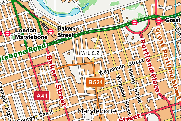 W1U 5JZ map - OS VectorMap District (Ordnance Survey)