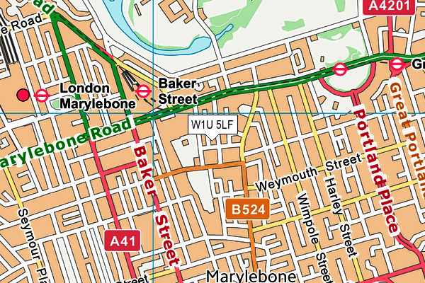 W1U 5LF map - OS VectorMap District (Ordnance Survey)