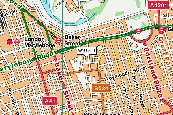 W1U 5LJ map - OS VectorMap District (Ordnance Survey)