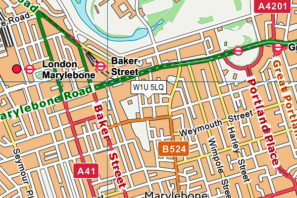 W1U 5LQ map - OS VectorMap District (Ordnance Survey)