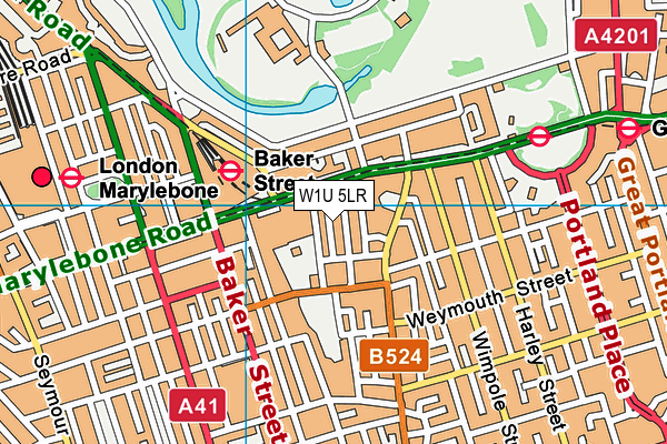 W1U 5LR map - OS VectorMap District (Ordnance Survey)