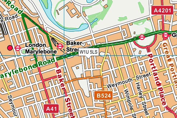 W1U 5LS map - OS VectorMap District (Ordnance Survey)