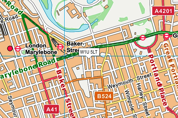 W1U 5LT map - OS VectorMap District (Ordnance Survey)