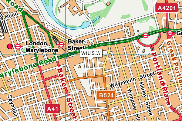 W1U 5LW map - OS VectorMap District (Ordnance Survey)