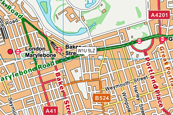 W1U 5LZ map - OS VectorMap District (Ordnance Survey)