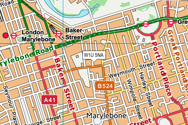 W1U 5NA map - OS VectorMap District (Ordnance Survey)