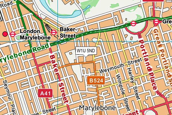 W1U 5ND map - OS VectorMap District (Ordnance Survey)