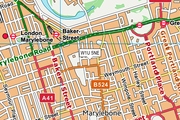 W1U 5NE map - OS VectorMap District (Ordnance Survey)