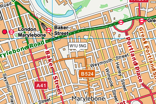 W1U 5NG map - OS VectorMap District (Ordnance Survey)