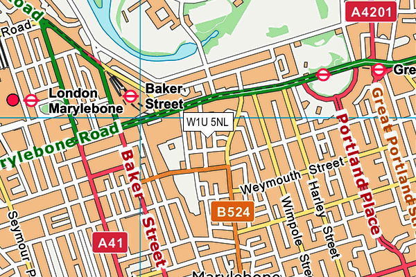 W1U 5NL map - OS VectorMap District (Ordnance Survey)