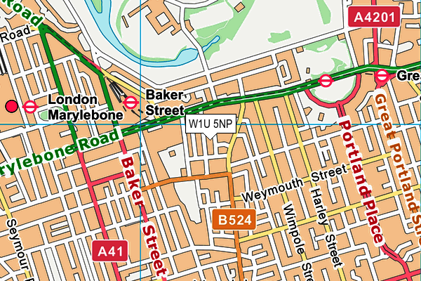 W1U 5NP map - OS VectorMap District (Ordnance Survey)