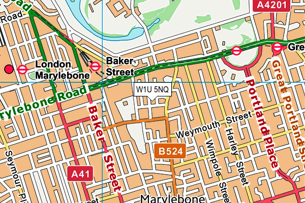 W1U 5NQ map - OS VectorMap District (Ordnance Survey)