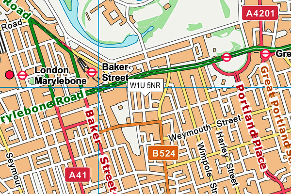 W1U 5NR map - OS VectorMap District (Ordnance Survey)