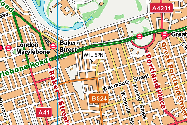 W1U 5PN map - OS VectorMap District (Ordnance Survey)