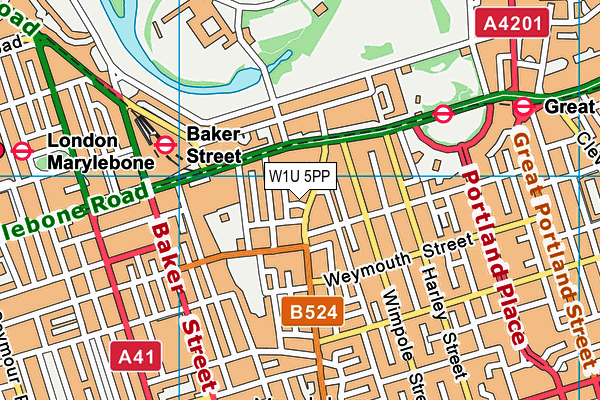 W1U 5PP map - OS VectorMap District (Ordnance Survey)