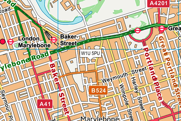 W1U 5PU map - OS VectorMap District (Ordnance Survey)