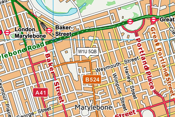 W1U 5QB map - OS VectorMap District (Ordnance Survey)