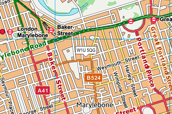 W1U 5QG map - OS VectorMap District (Ordnance Survey)