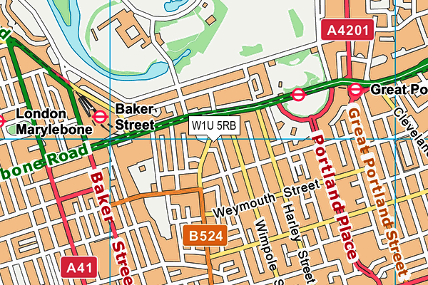 W1U 5RB map - OS VectorMap District (Ordnance Survey)