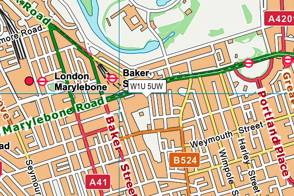 W1U 5UW map - OS VectorMap District (Ordnance Survey)