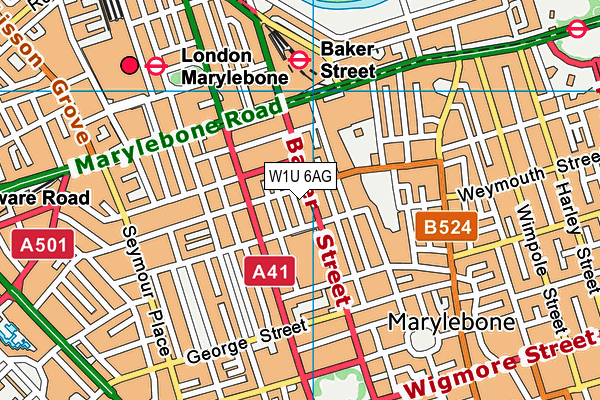 W1U 6AG map - OS VectorMap District (Ordnance Survey)