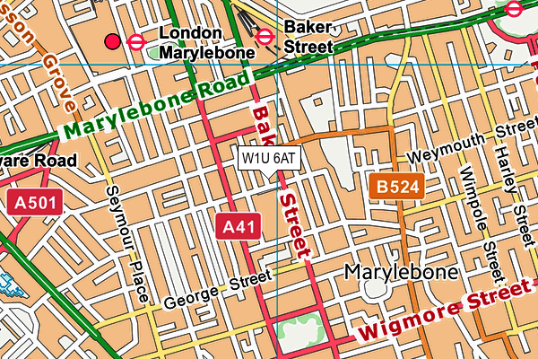 W1U 6AT map - OS VectorMap District (Ordnance Survey)