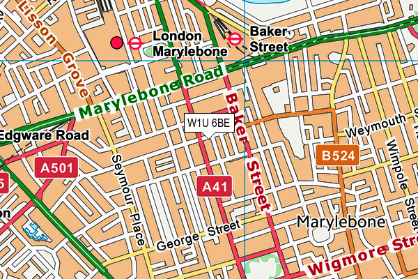 W1U 6BE map - OS VectorMap District (Ordnance Survey)