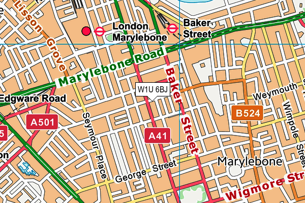 W1U 6BJ map - OS VectorMap District (Ordnance Survey)