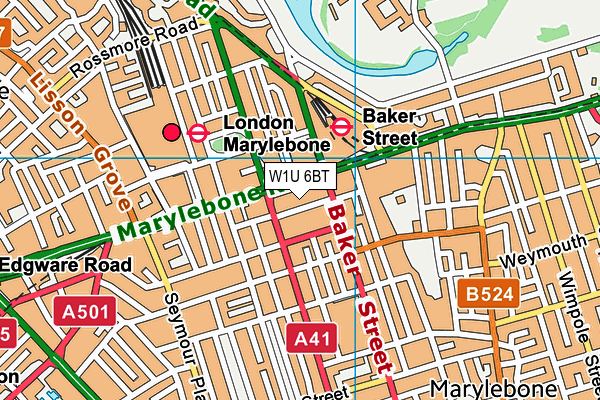 W1U 6BT map - OS VectorMap District (Ordnance Survey)