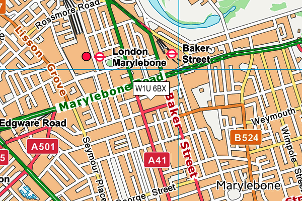 W1U 6BX map - OS VectorMap District (Ordnance Survey)