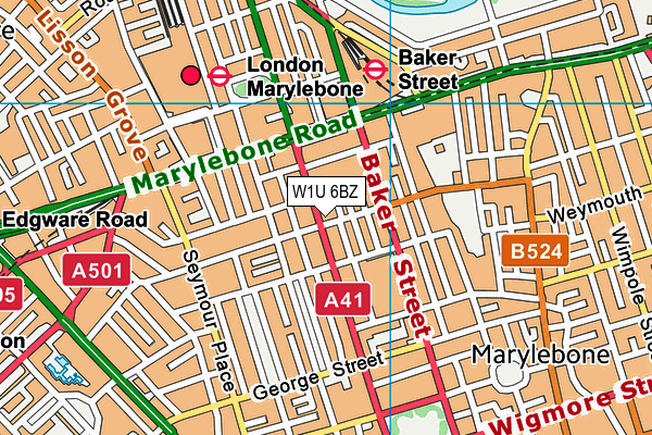 W1U 6BZ map - OS VectorMap District (Ordnance Survey)