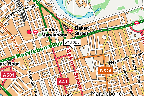 W1U 6DE map - OS VectorMap District (Ordnance Survey)