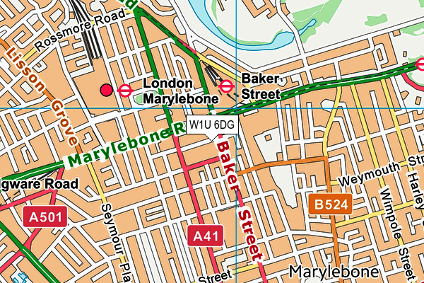 W1U 6DG map - OS VectorMap District (Ordnance Survey)