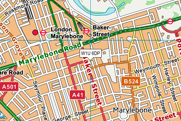 W1U 6DP map - OS VectorMap District (Ordnance Survey)