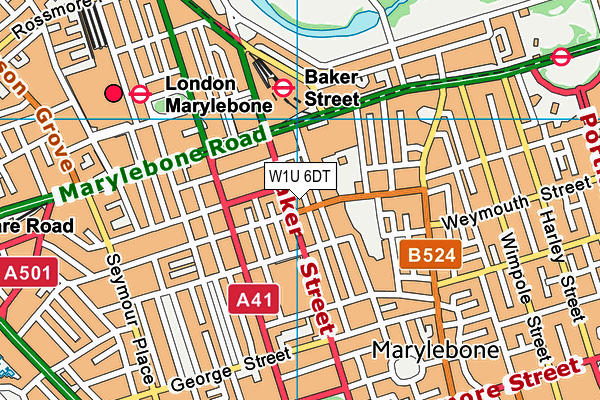 W1U 6DT map - OS VectorMap District (Ordnance Survey)