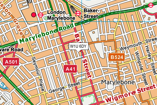 W1U 6DY map - OS VectorMap District (Ordnance Survey)