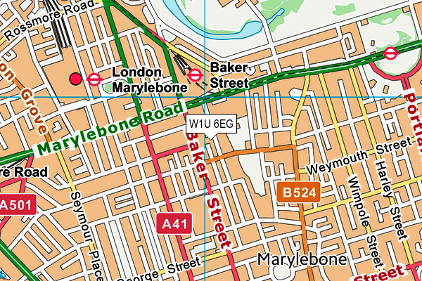 W1U 6EG map - OS VectorMap District (Ordnance Survey)