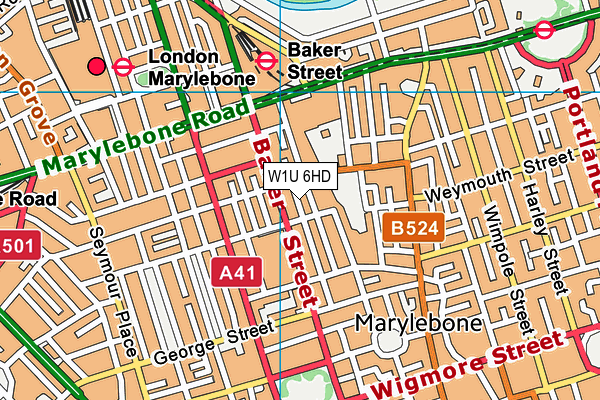 W1U 6HD map - OS VectorMap District (Ordnance Survey)