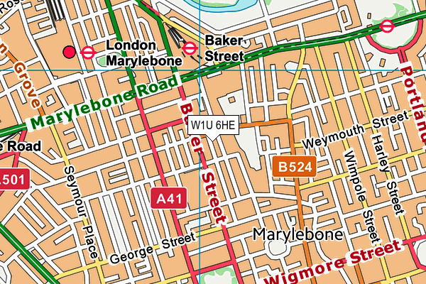 W1U 6HE map - OS VectorMap District (Ordnance Survey)