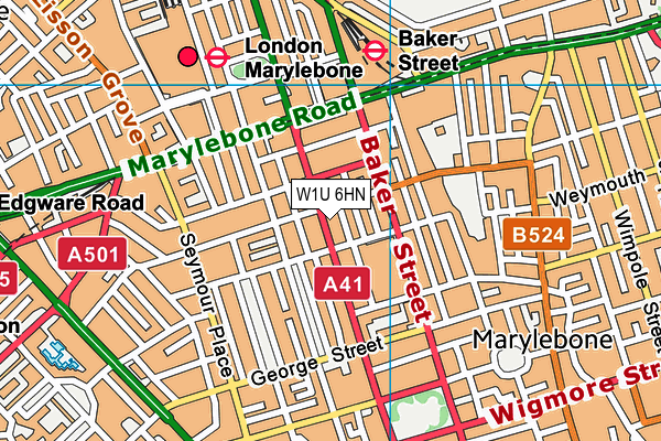 W1U 6HN map - OS VectorMap District (Ordnance Survey)