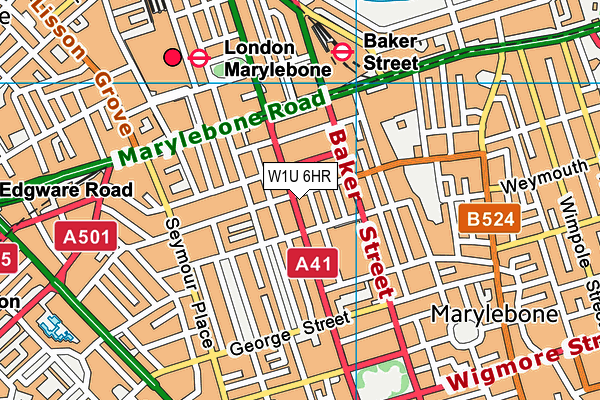 W1U 6HR map - OS VectorMap District (Ordnance Survey)